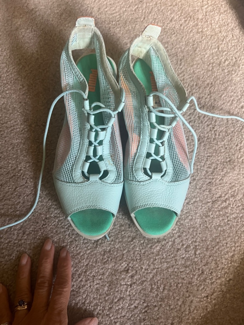 Puma Mint Green Lace-Up Open-Toe Women's Sandals